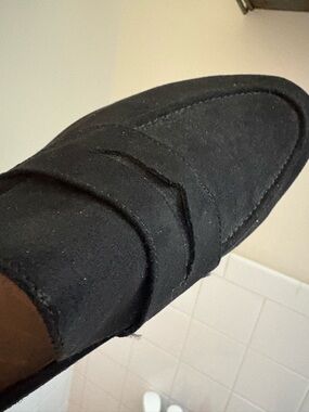 H&M Black Suede Slip-On Penny Loafers